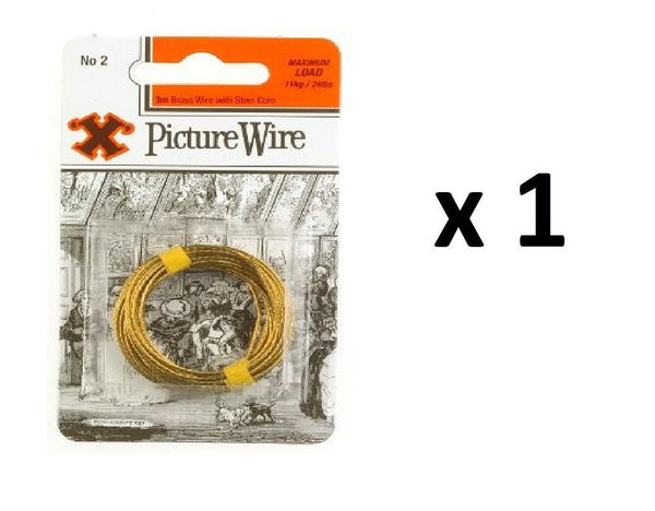Brass Picture Wire - SHAW X NO.2, 3M, Holds Up To 24LBS